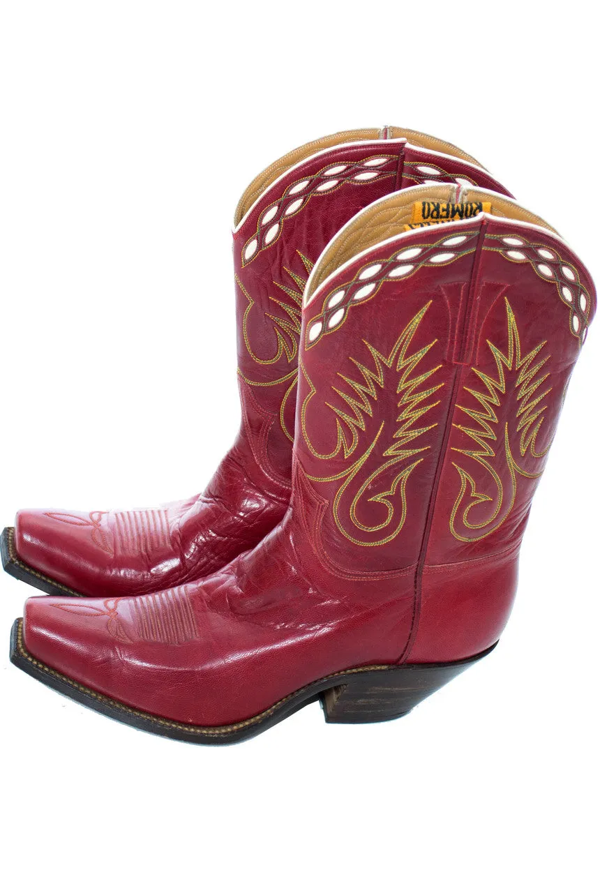 1940s Red Vintage Stewart Romero Cowboy Boots 7.5 RARE