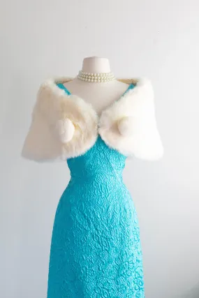 1950's White Fur Evening Wrap / OS