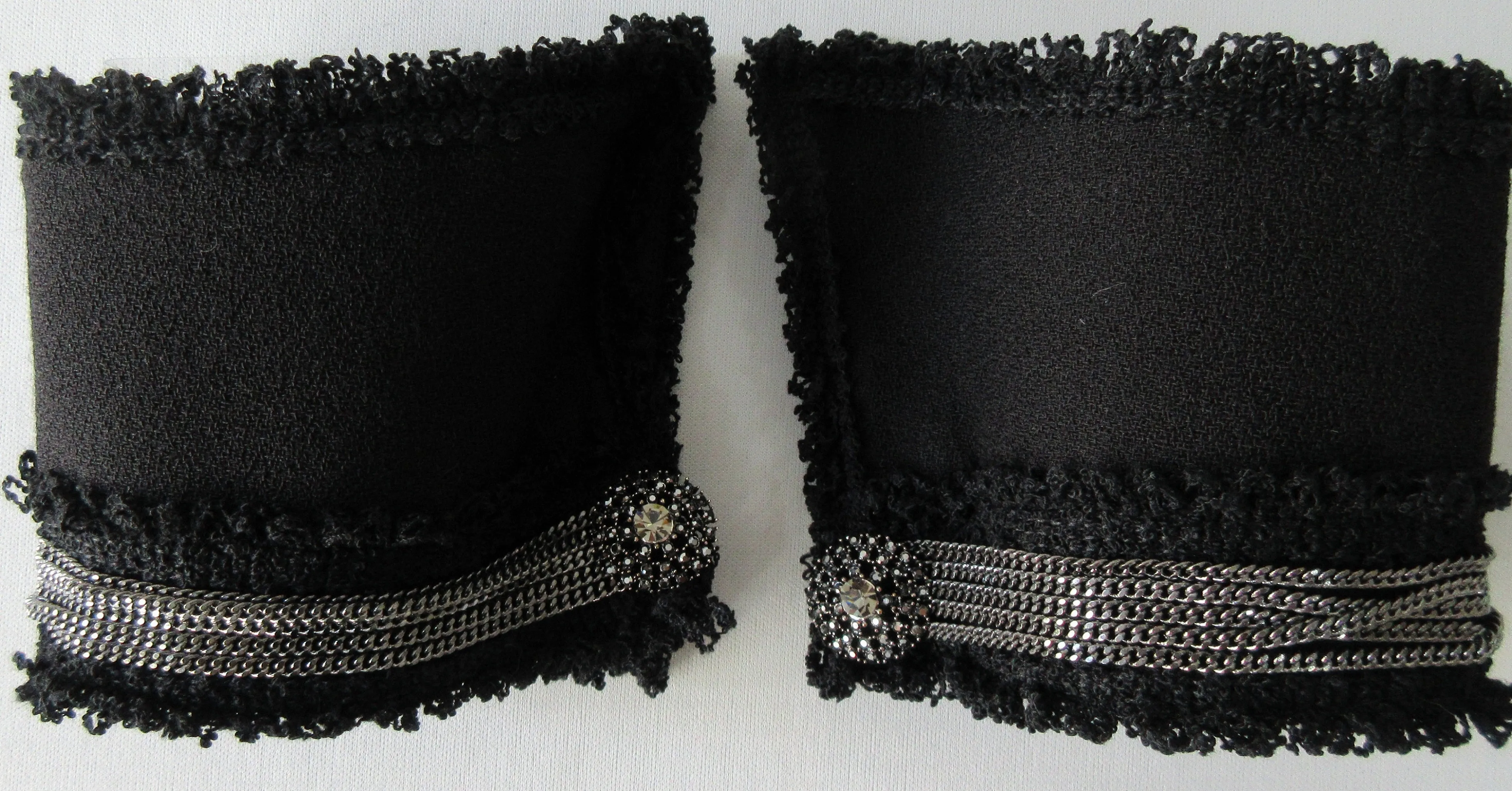 20C01 -Catherine Osti Black Crepe & Chains Cuffs