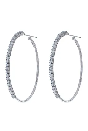 4cm White Gold Rugiada Diamond Tennis Hoop Earrings