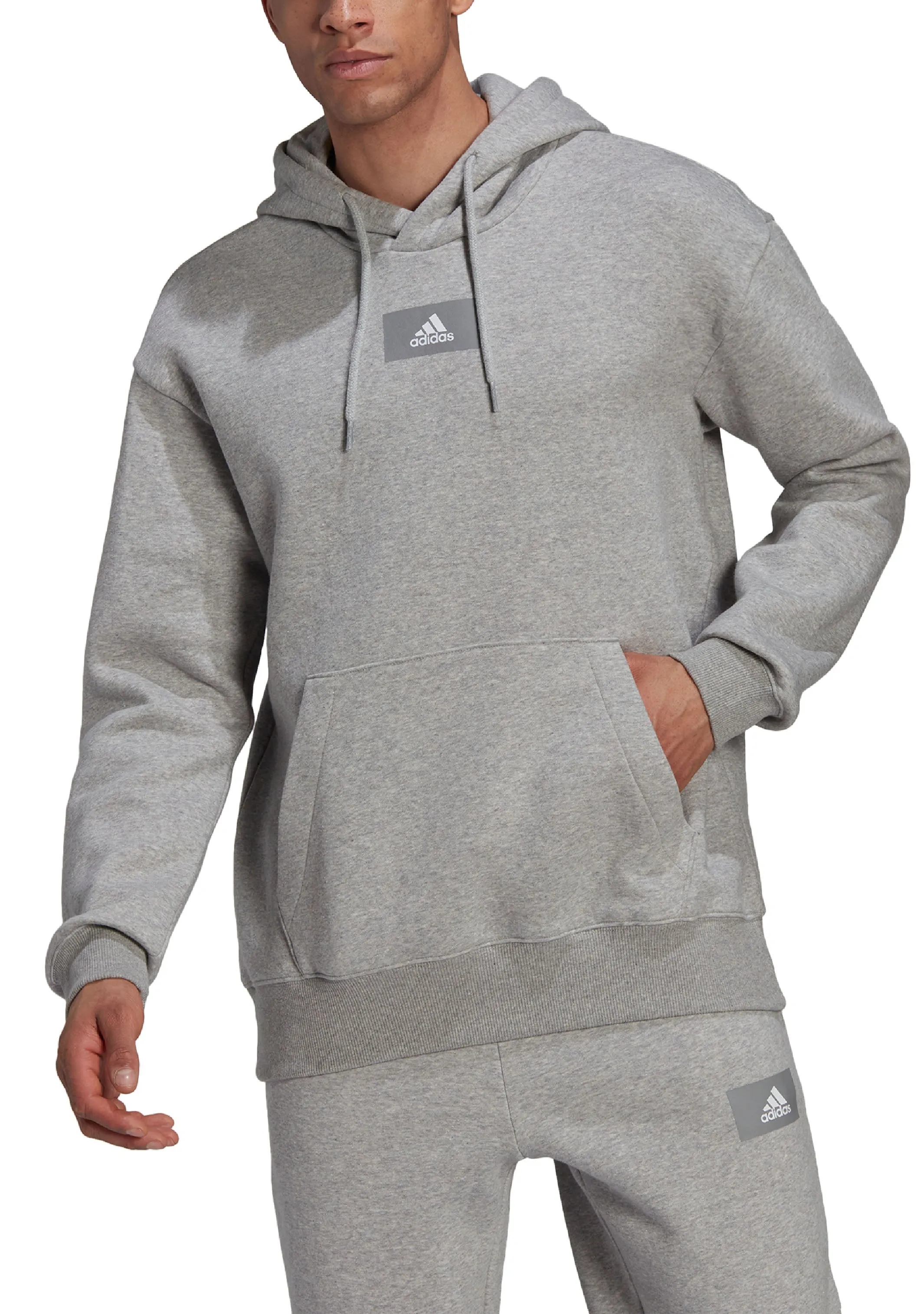 Adidas Men's Essentials Feelvivid Cotton Fleece Drop Shoulder Hoodie <BR> HK2830