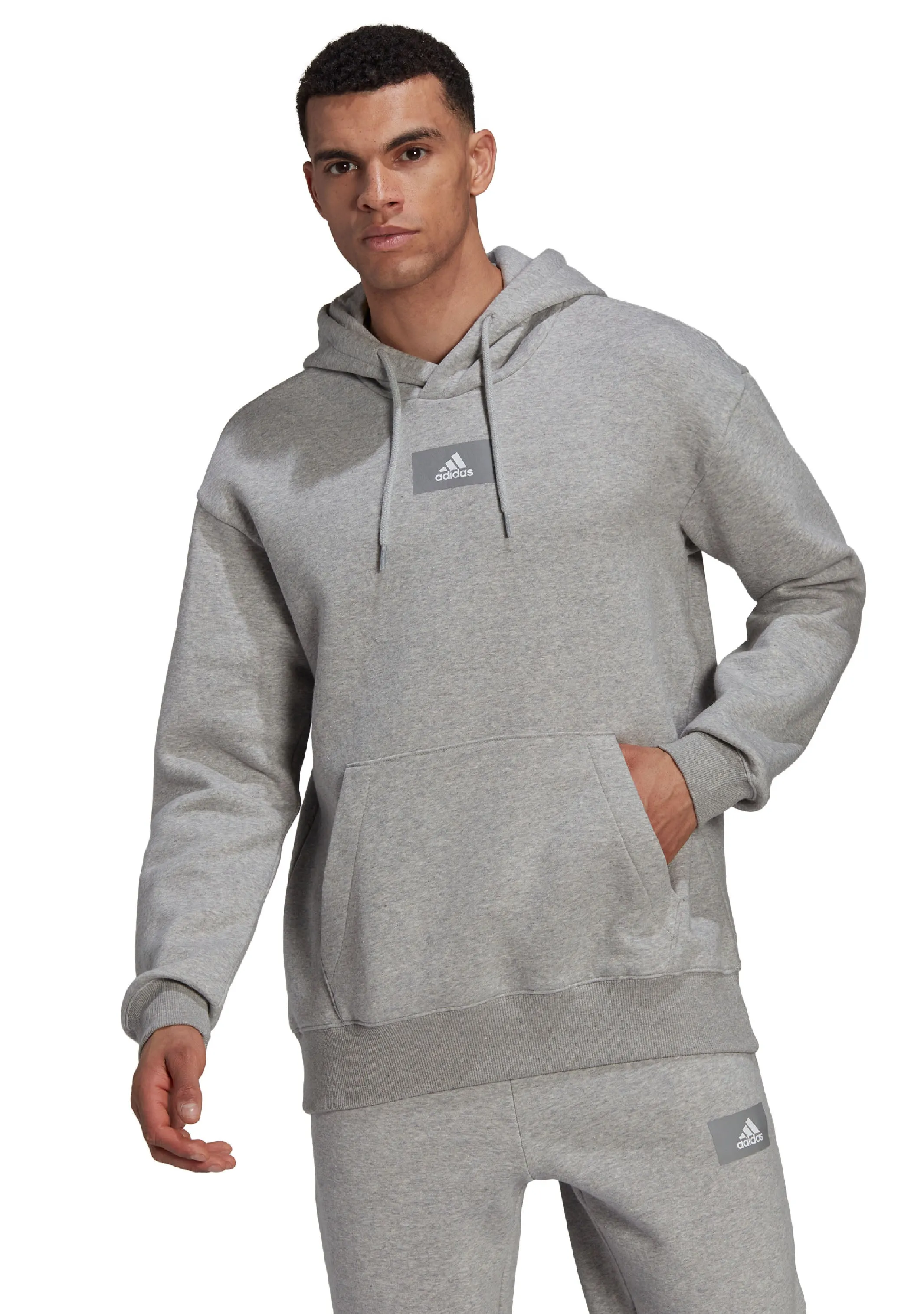 Adidas Men's Essentials Feelvivid Cotton Fleece Drop Shoulder Hoodie <BR> HK2830