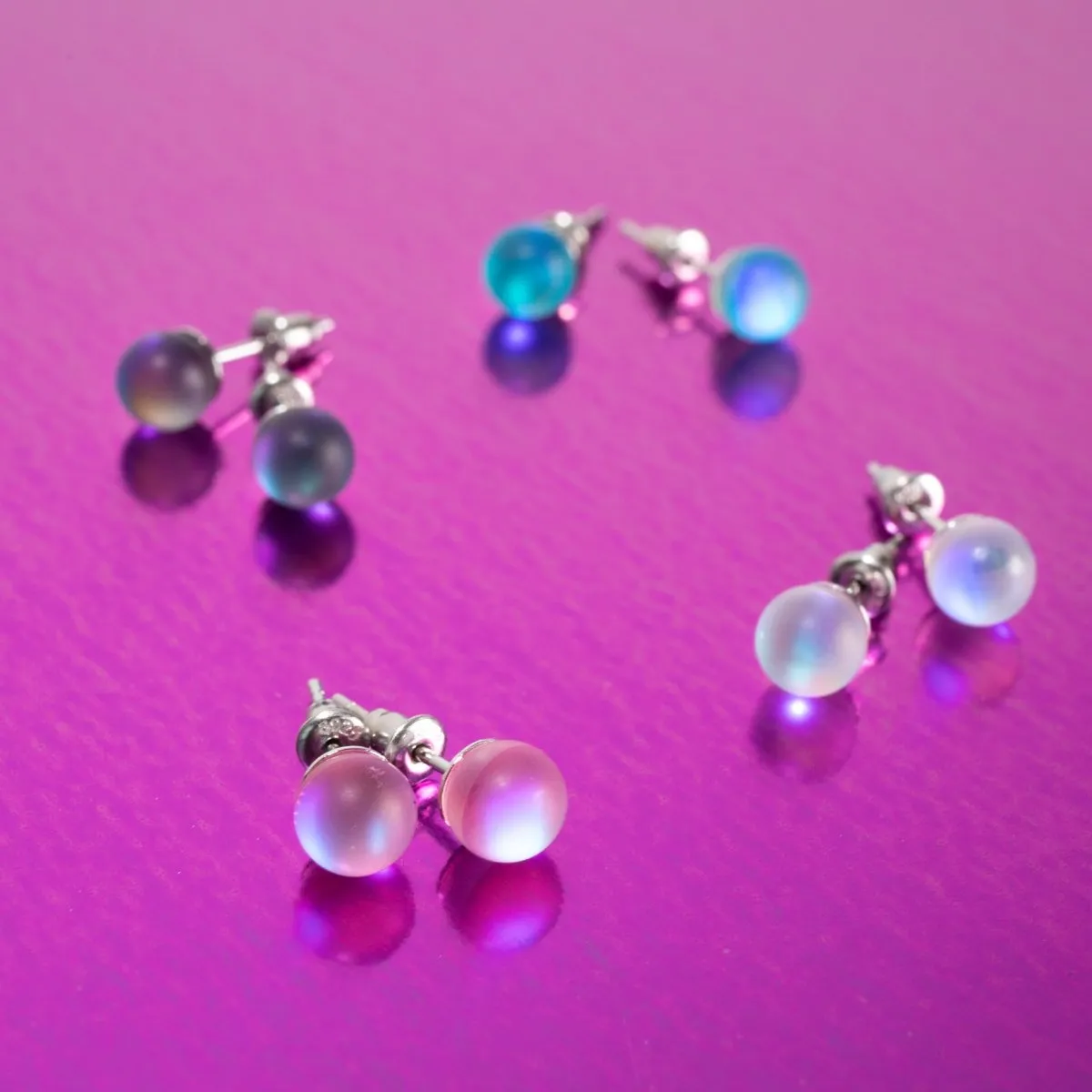 Aquamarine | .925 Sterling Silver | Mermaid Glass Mini Stud Earrings