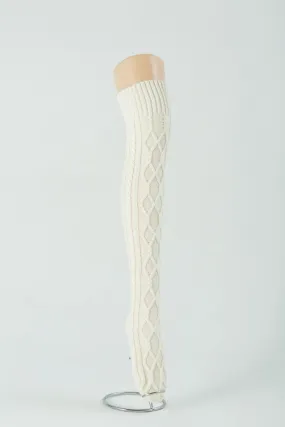 BASIC CABLE KNIT WINTER WARM KNEE HIGH SOCKS