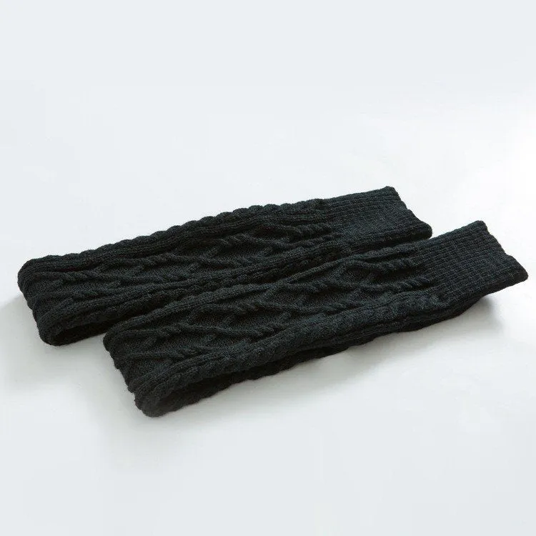 BASIC CABLE KNIT WINTER WARM KNEE HIGH SOCKS