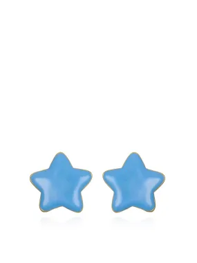 Blue Enamel Star Stud