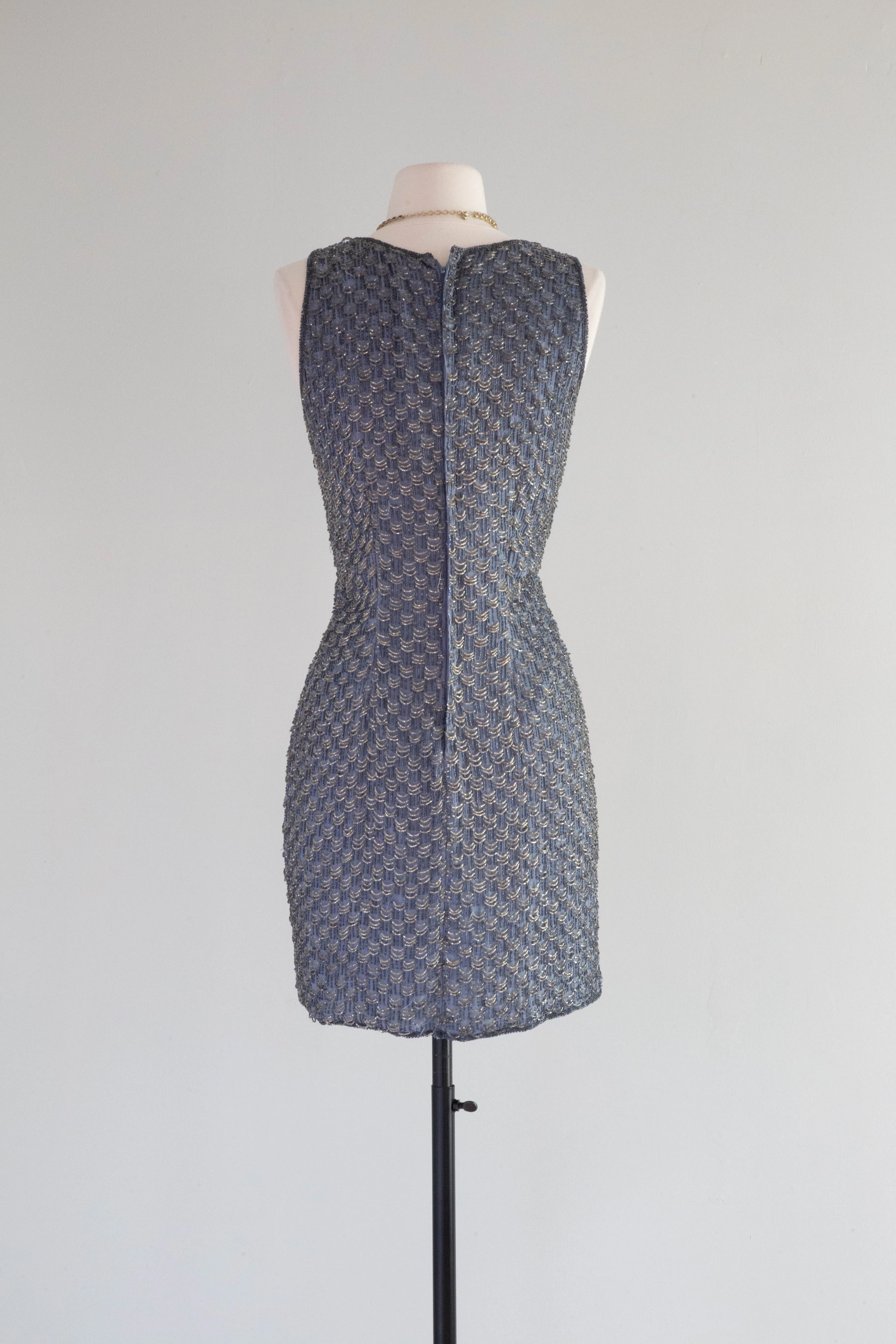 BLUE STEEL Chic 1980's Beaded Cocktail Dress / Small