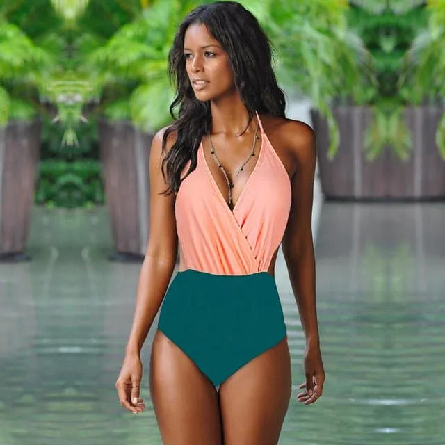 Brazilian Swimwear: Colorful One-Piece Push-Up Swimsuit - Sizes S to 2XL