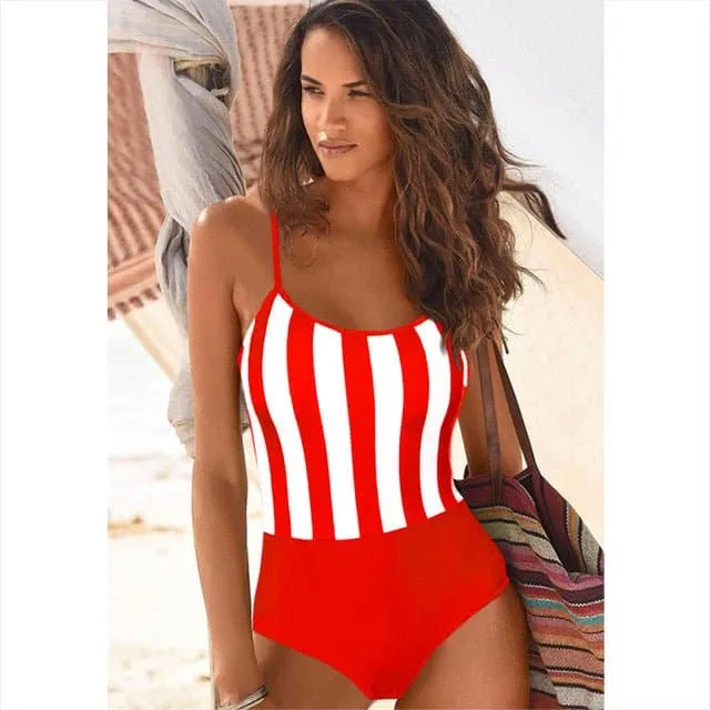 Brazilian Swimwear: Colorful One-Piece Push-Up Swimsuit - Sizes S to 2XL