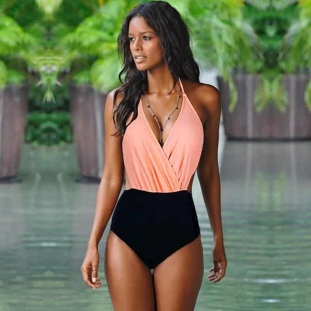 Brazilian Swimwear: Colorful One-Piece Push-Up Swimsuit - Sizes S to 2XL