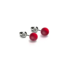 Dark Vermillion | .925 Sterling Silver | Mermaid Glass Mini Stud Earrings