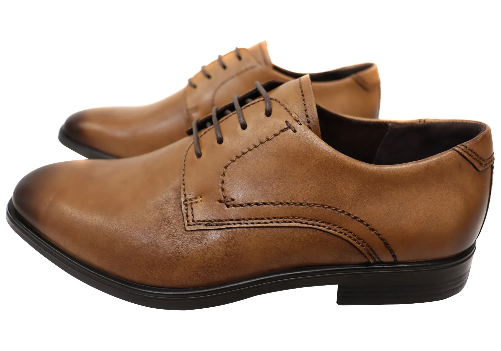 ECCO Mens Comfortable Leather Melbourne Lace Up Dress Shoes