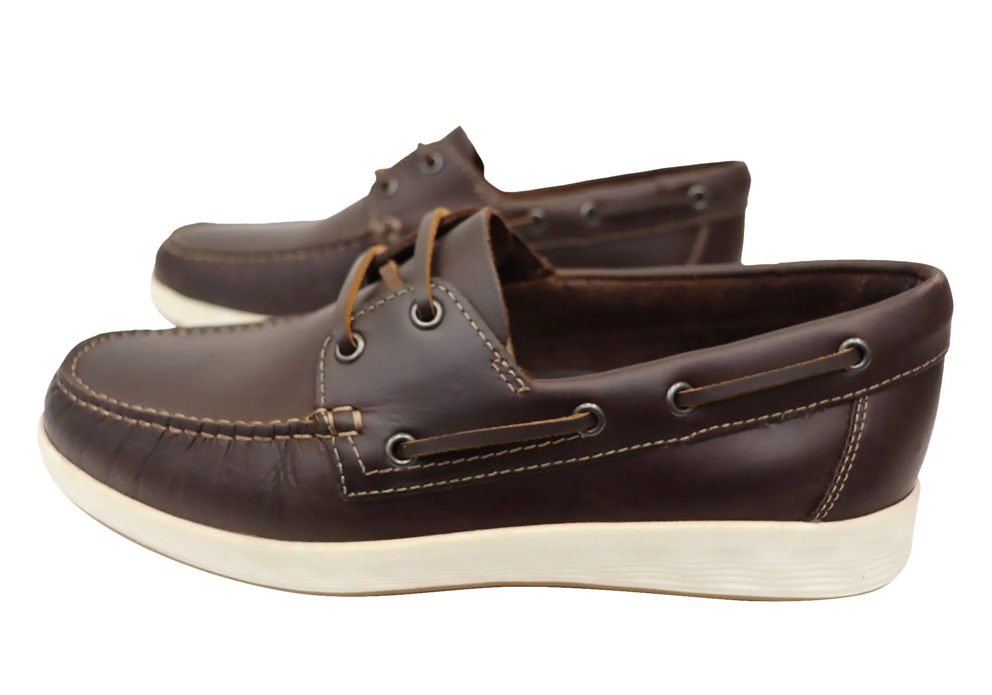 ECCO Mens Comfortable Leather S Lite Moc Boat Shoes