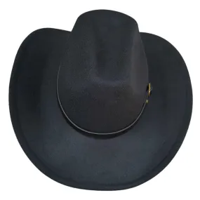 Faux Leather Belt Pointed Western Cowboy Fedora Hat