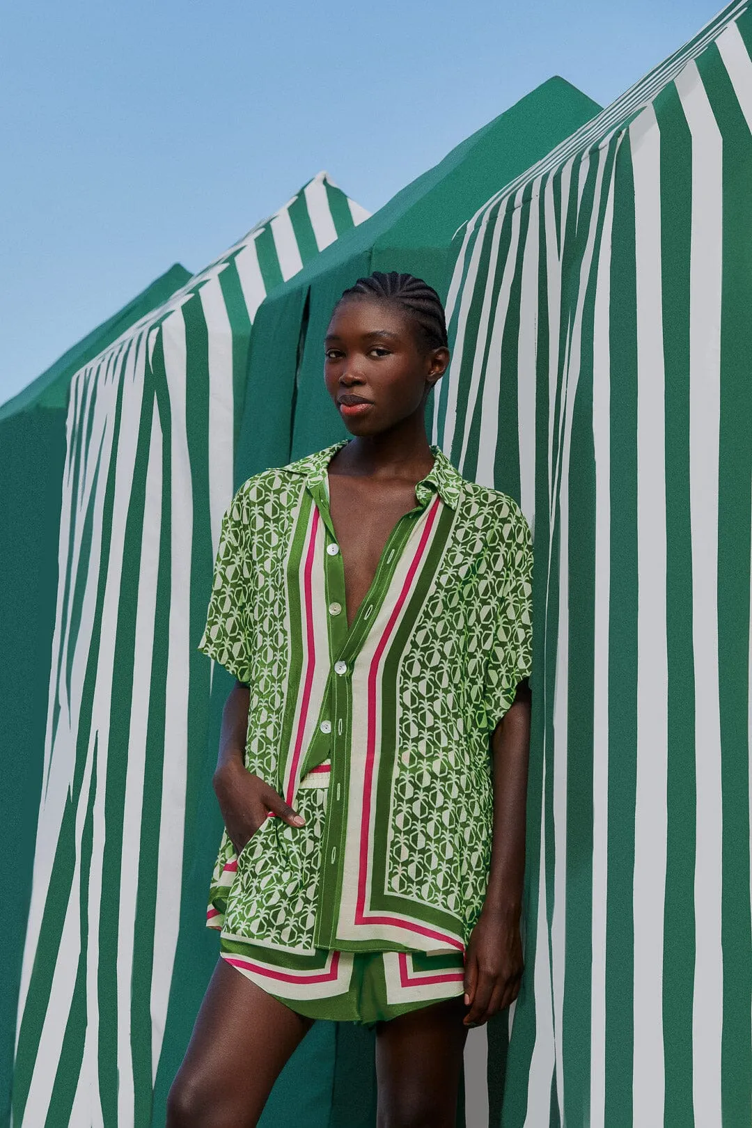 Green Pineapple Scarf Shirt