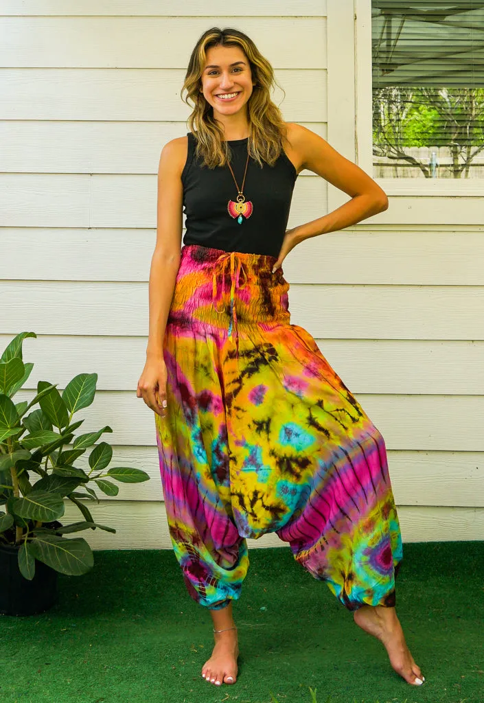 H2837- Hand Dyed Low Cut Hippie Festival Harem Pants