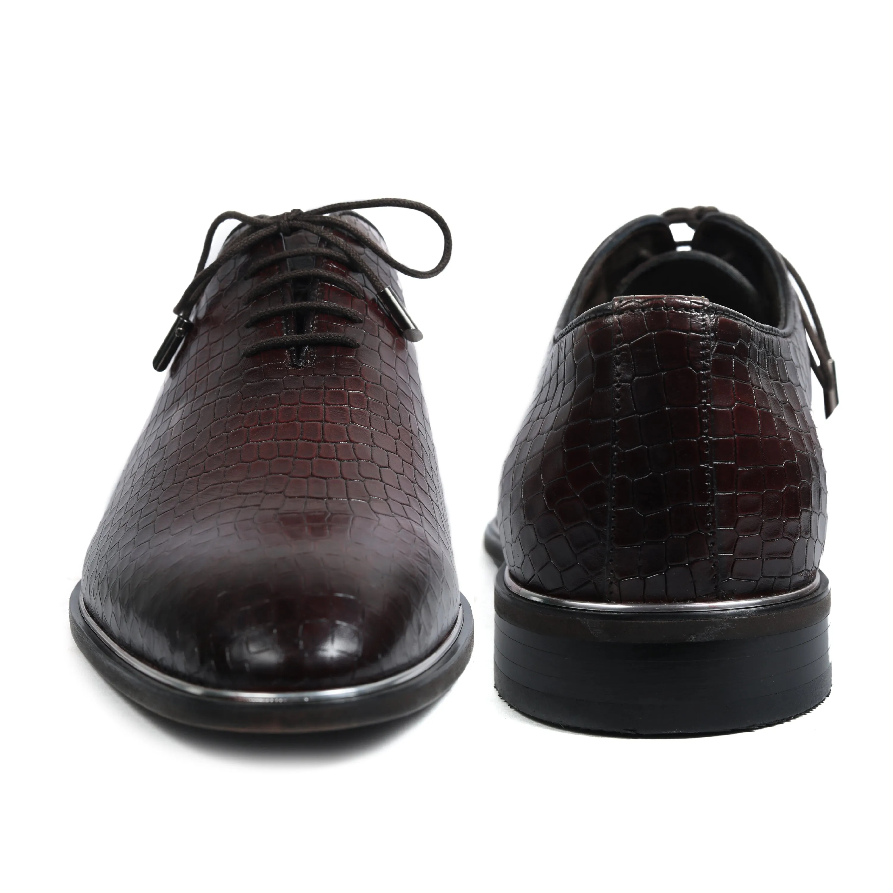 Hitz Men's Cherry Leather Lace-up Party Wear Shoes