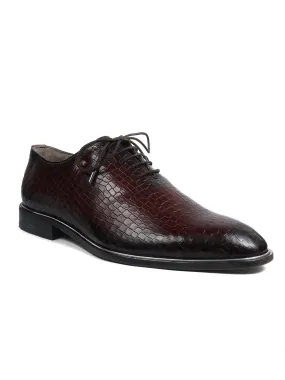 Hitz Men's Cherry Leather Lace-up Party Wear Shoes