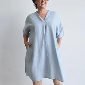 Kobomo Linen Kaftan Dress - Chambray Blue