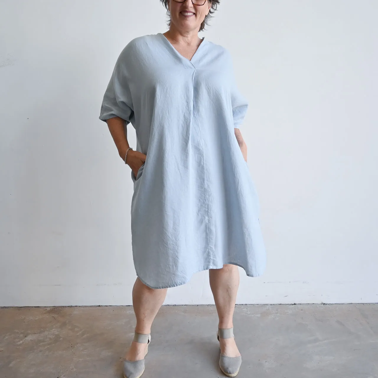 Kobomo Linen Kaftan Dress - Chambray Blue