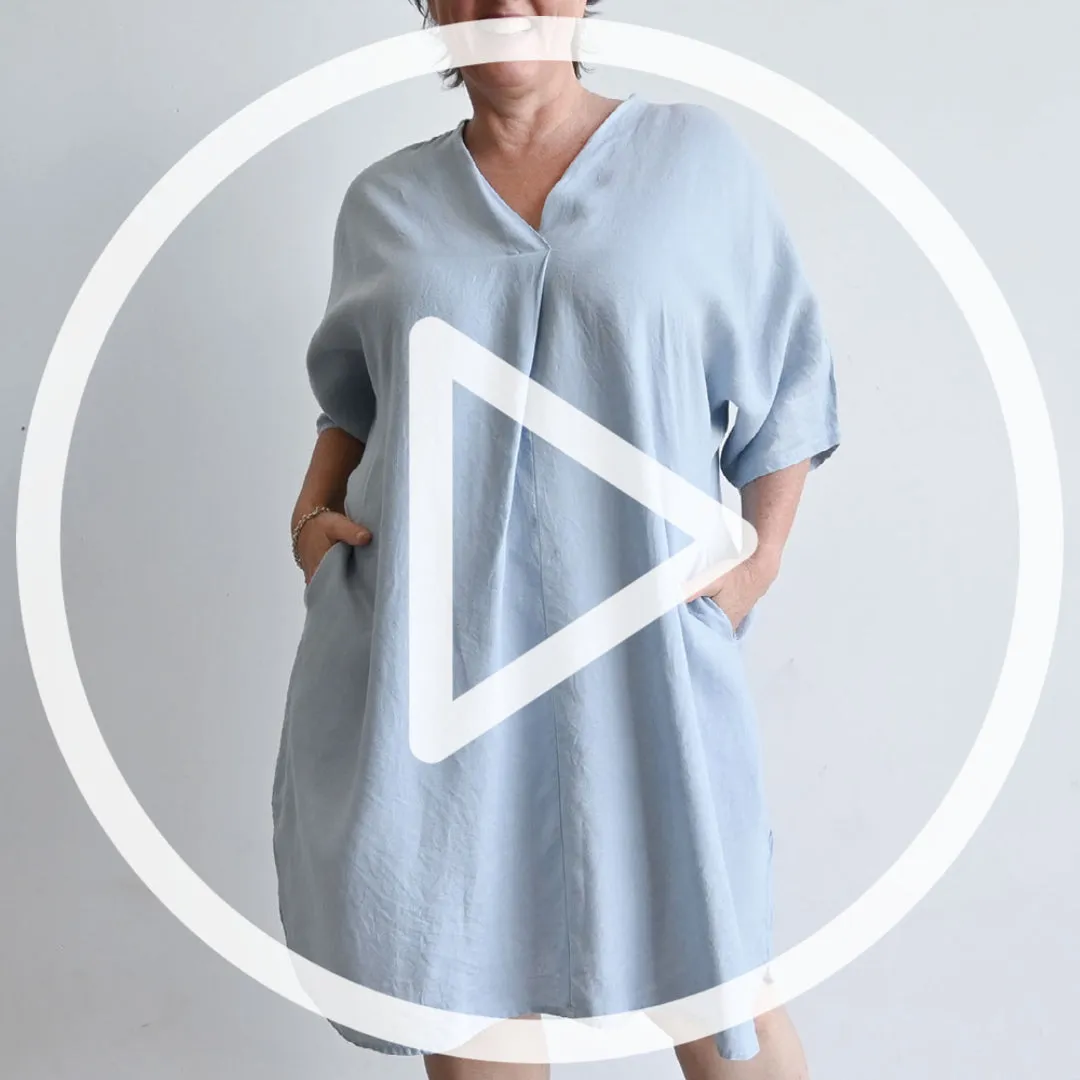 Kobomo Linen Kaftan Dress - Chambray Blue