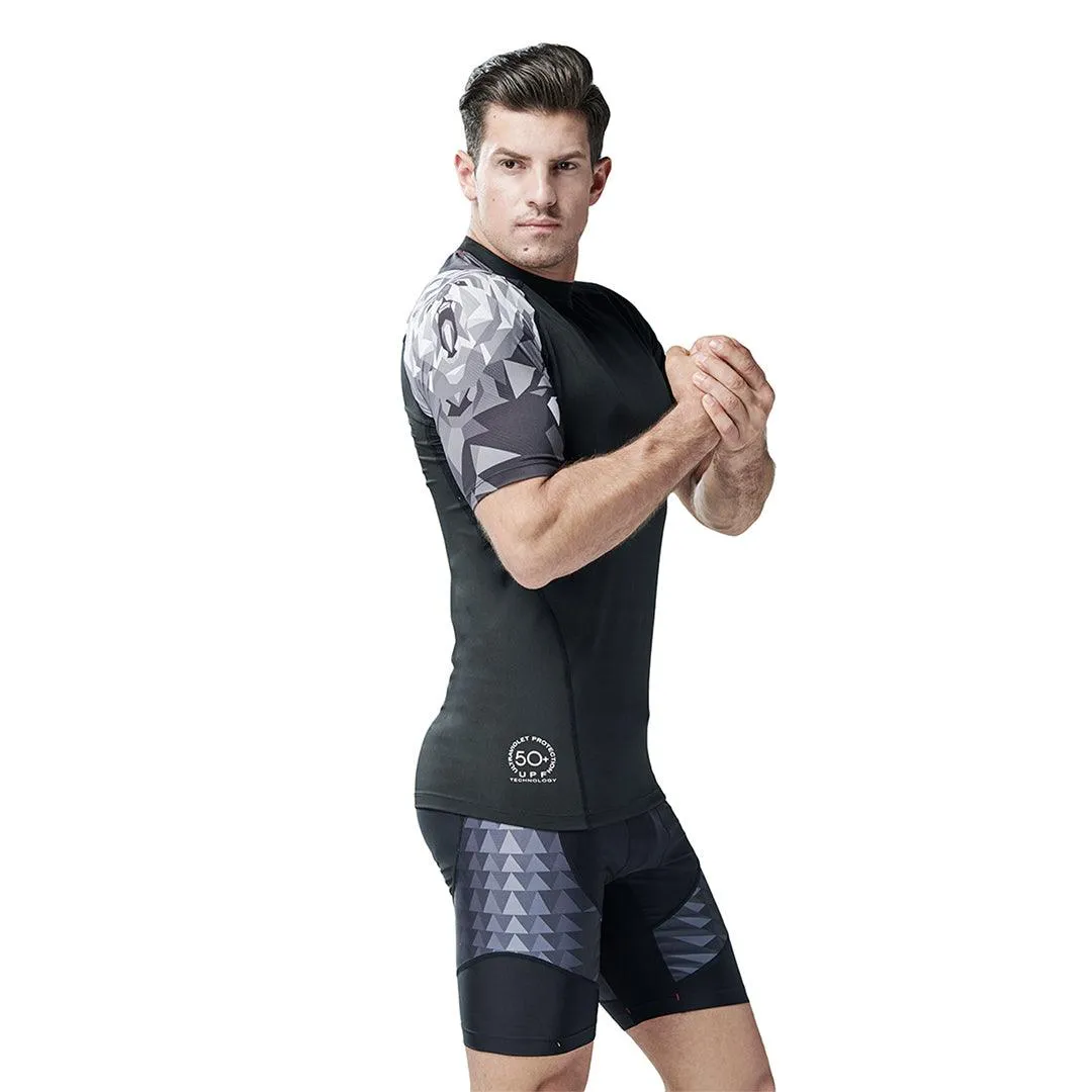 Land-to-Water UPF50  Short Sleeve Black Rash Guard - Bear Style