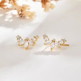 Lily Crystal Gold Leaf Earrings