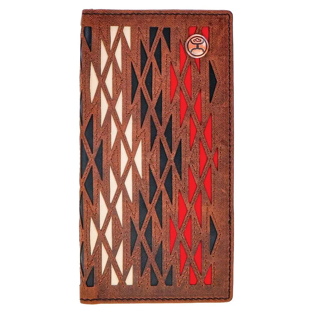 "Chapawee" Rodeo Hooey Wallet Ivory/Red w/Aztec Print