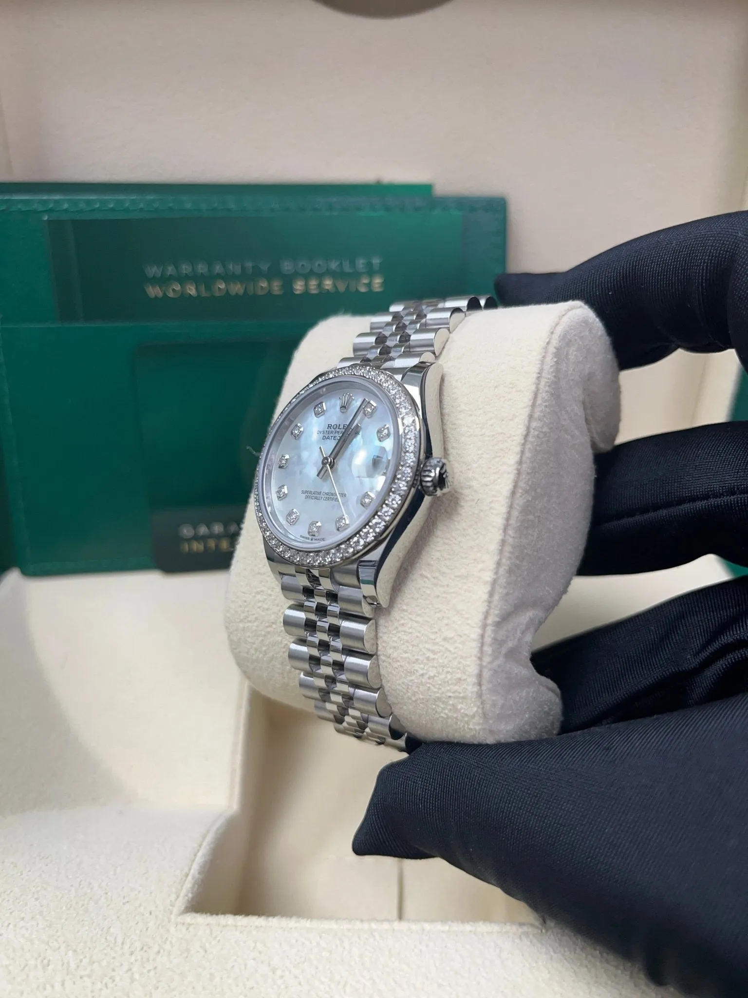 Rolex Datejust 31 Diamond Bezel - White Mother-Of-Pearl Diamond Dial - Jubilee 278384rbr