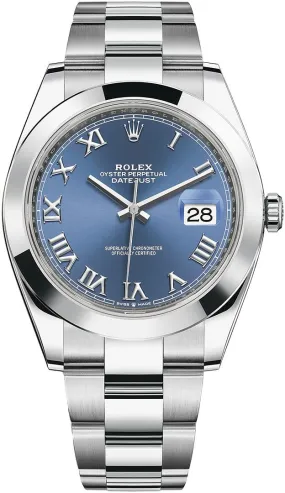 Rolex Datejust 41mm “Blue Roman Dial” Oyster Bracelet Reference # 126300