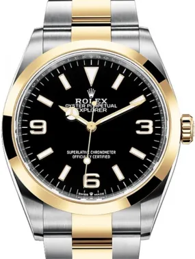 Rolex Steel and Yellow Gold Oyster Perpetual Explorer - Black Dial - Oyster Bracelet