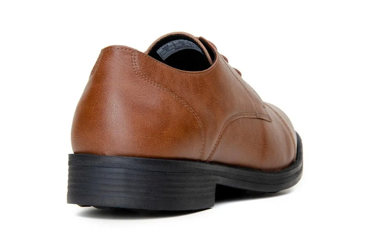 'Roma' classic vegan leather derby by Vincente Verde -  cognac