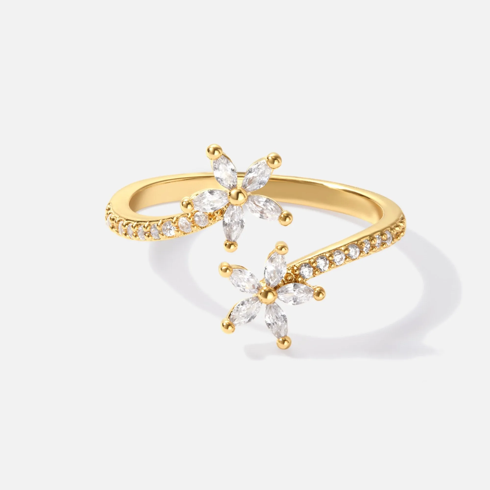 Spring Bloom Gold Crystal Ring