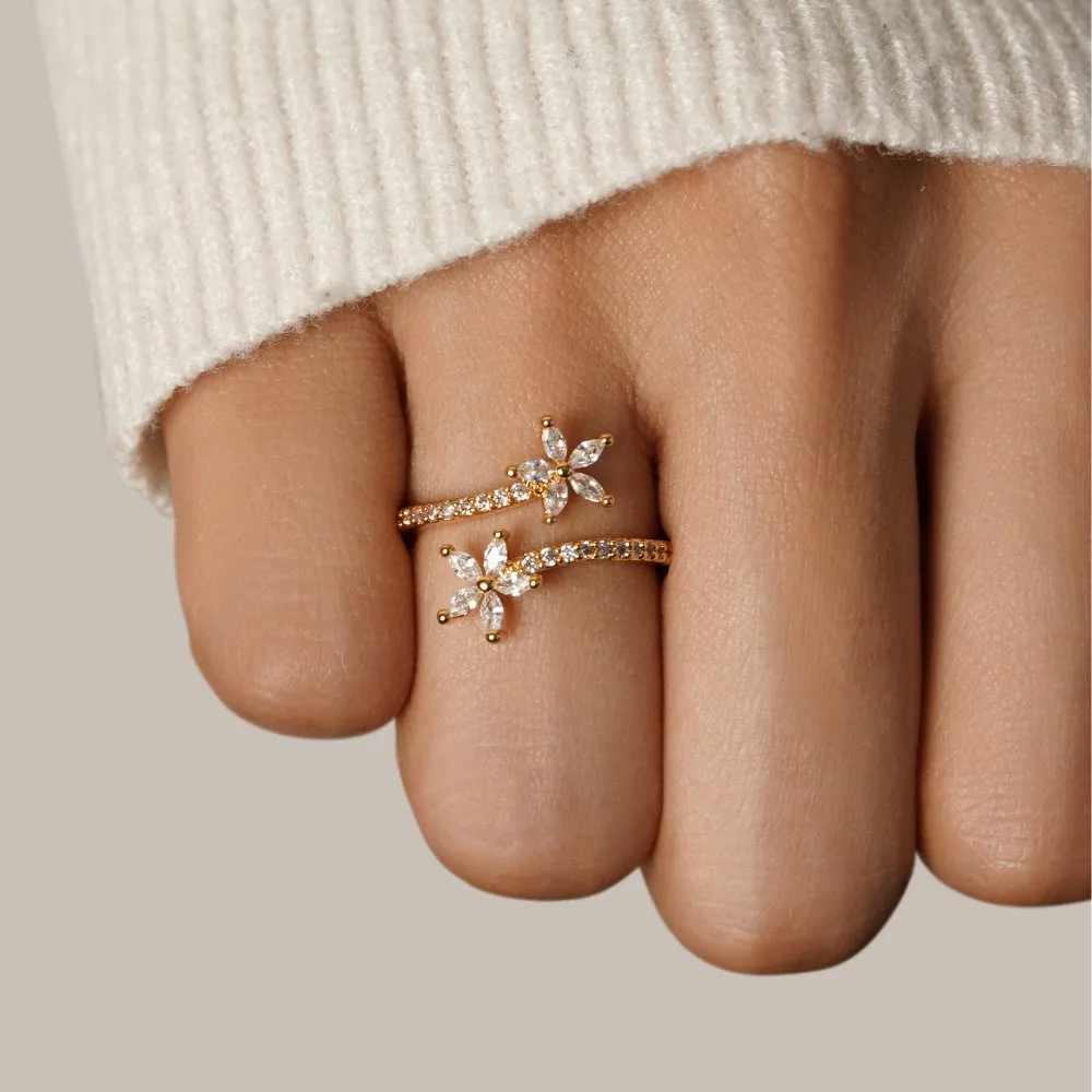 Spring Bloom Gold Crystal Ring