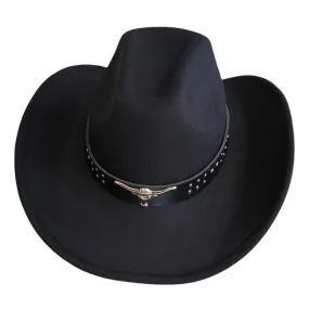 Steer Head Pointed Western Belt Pointed Cowboy Fedora Hat