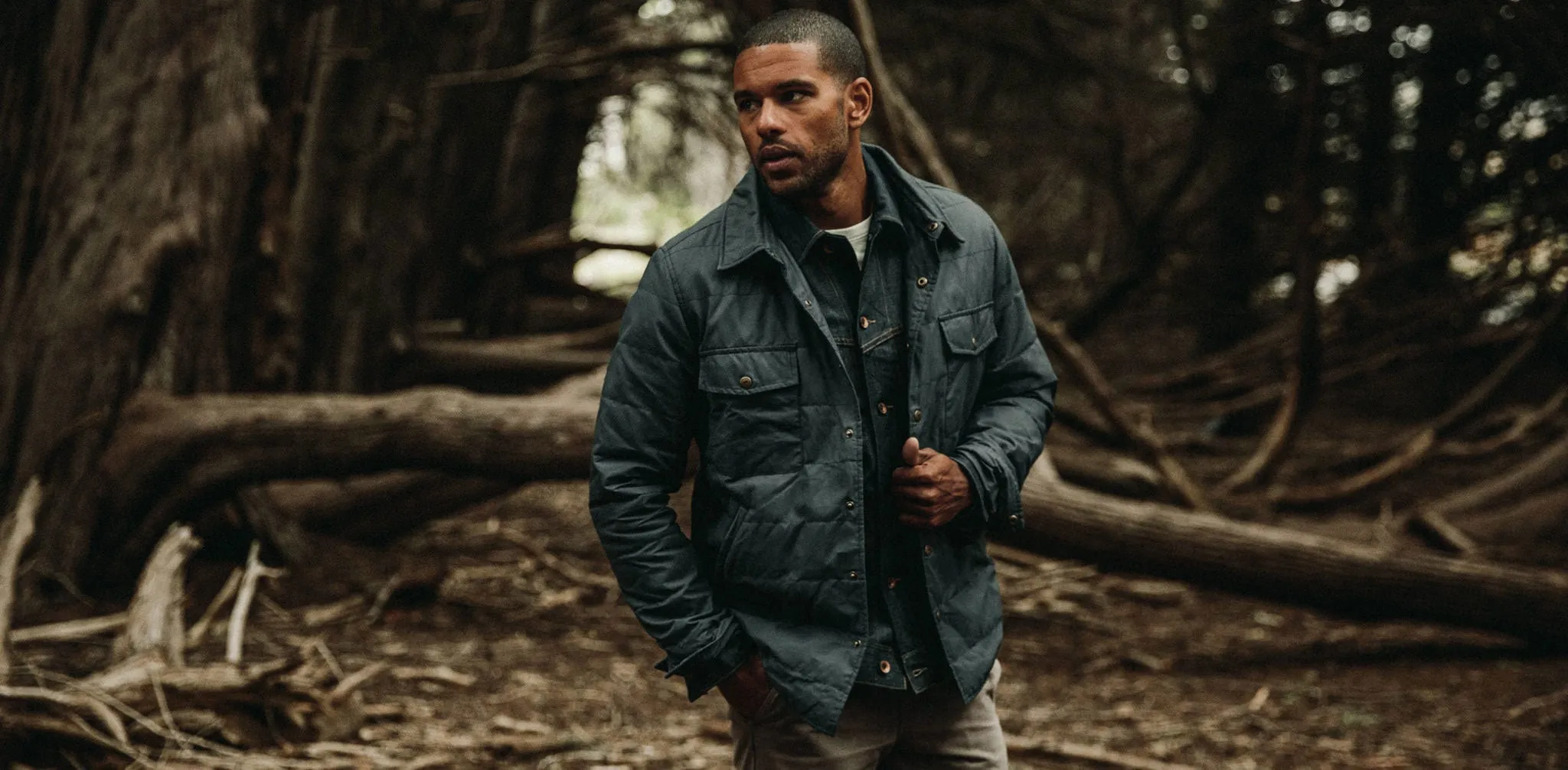 The Garrison Shirt Jacket in Navy Dry Wax