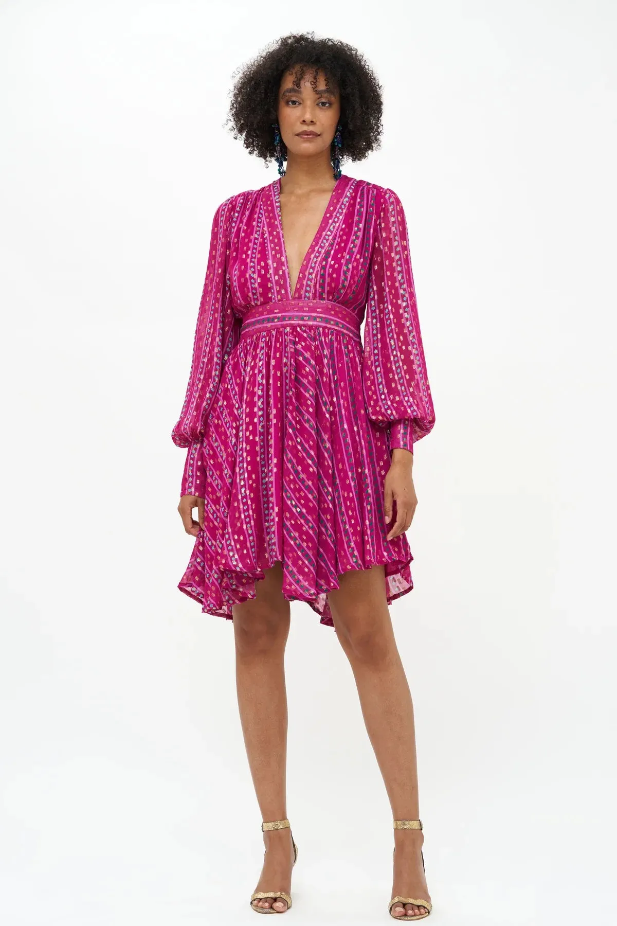 V-Neck Mini Dress - Magenta Melrose