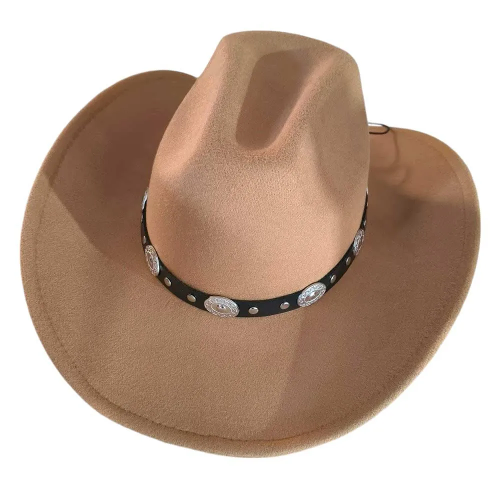 Western Style Belt Pointed Cowboy Fedora Hat