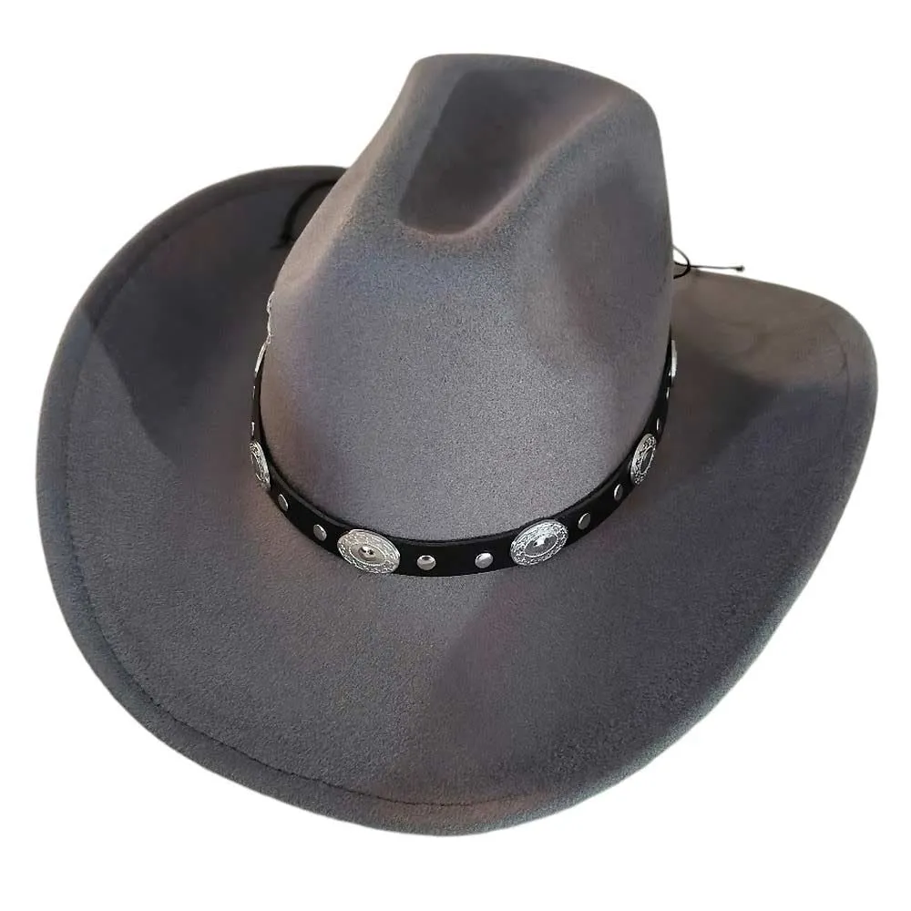 Western Style Belt Pointed Cowboy Fedora Hat