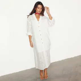 White Palm Broderie Jenna Shirt Dress